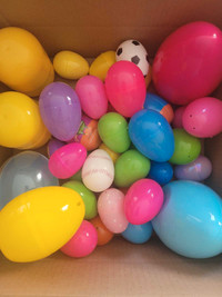 Easter plastic eggs and baskets