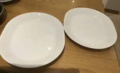 Two White Corell Oval Platters Almost New, View more