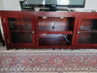 Wood TV Stand With Glass Doors