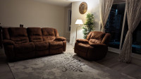Recline couch with rocking chair 