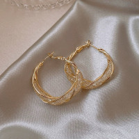 Golden round earrings