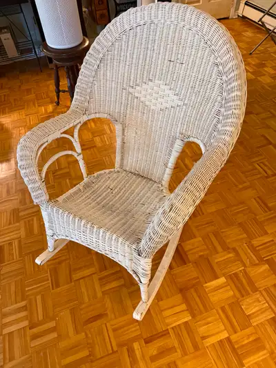 White Wicker Rocking Chair, View more