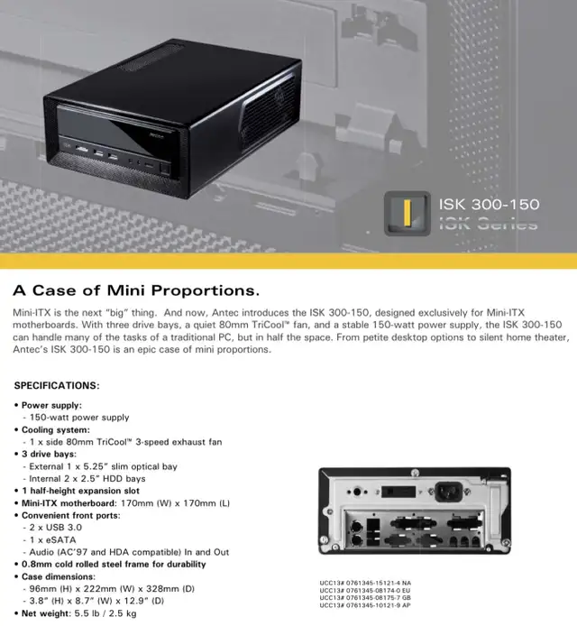 Antec ISK300-150 Mini-ITX desktop computer case w Power supply in System Components in City of Toronto - Image 2