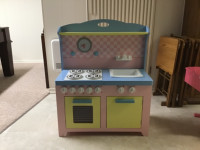 Wooden foldable kids play kitchen