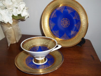 SOME GREAT 3 PIECE TEA CUPS WITH MATCHING PLATE