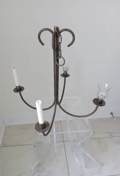 Metal candle chandelier - indoor & outdoor / lustre pour bougies, View more