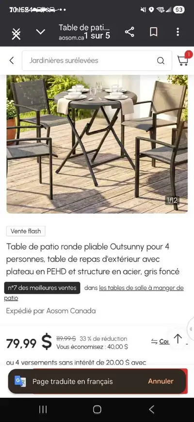 table de patio neuf, View more