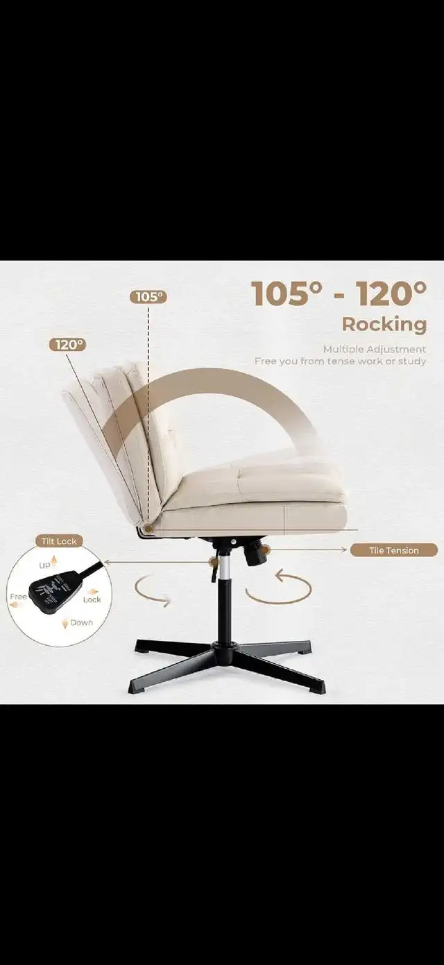 Office Desk Chair, Large Size Armless Hom Office Desk Chair Vani in Chairs & Recliners in Markham / York Region - Image 4