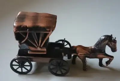Vintage Diecast Copper Horse & Carriage Horse Pencil Sharpener - 4 inches length x 1 1/2 invhes wide...