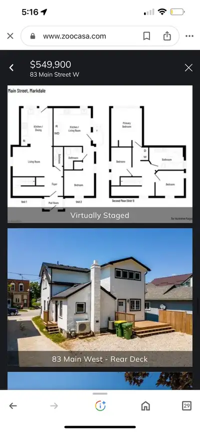 3 bedroom 1.5 washroom Shared garage storage 2 parking spaces Upper floor laundry 2200 plus utilizes
