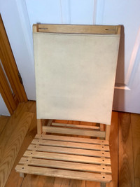 Vtg Beach Chair with a Slat Wood Seat & a Raw Canvas Back 