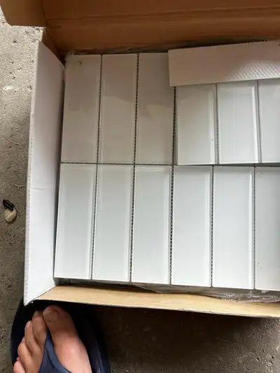 Kitchen Backsplash Glass Tiles VitroSlim Super White H105. Price per sheet. Only 6-8 sheets from a j...