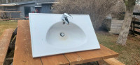 Metal 1 piece sink with ikea faucet 