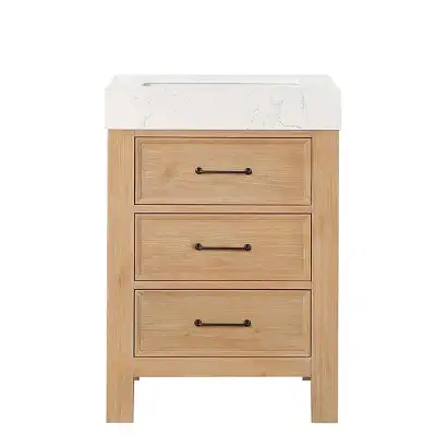 BRAND NEW 24'' Wood Bathroom Vanity with Engineered Marble Top, View more