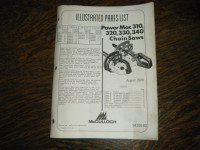 McCulloch Pro Mac 310, 320, 330, 340 Chain Saw Parts List Manual