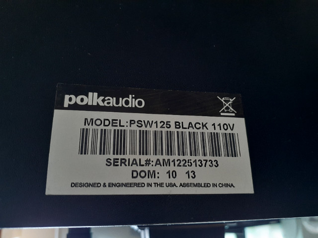 High Performance Polk Audio 12" 300 Watts Front-Firing Subwoofer in General Electronics in City of Toronto - Image 4