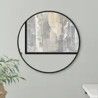 New Americanflat 20" Framed Black Round Mirror
