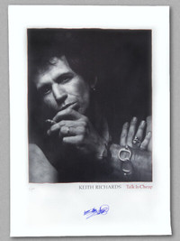 Keith Richards Signed 1988 B&W Promotional Poster Talk is Cheap