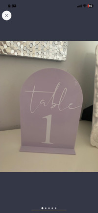 Table numbers  lilac acyrlic