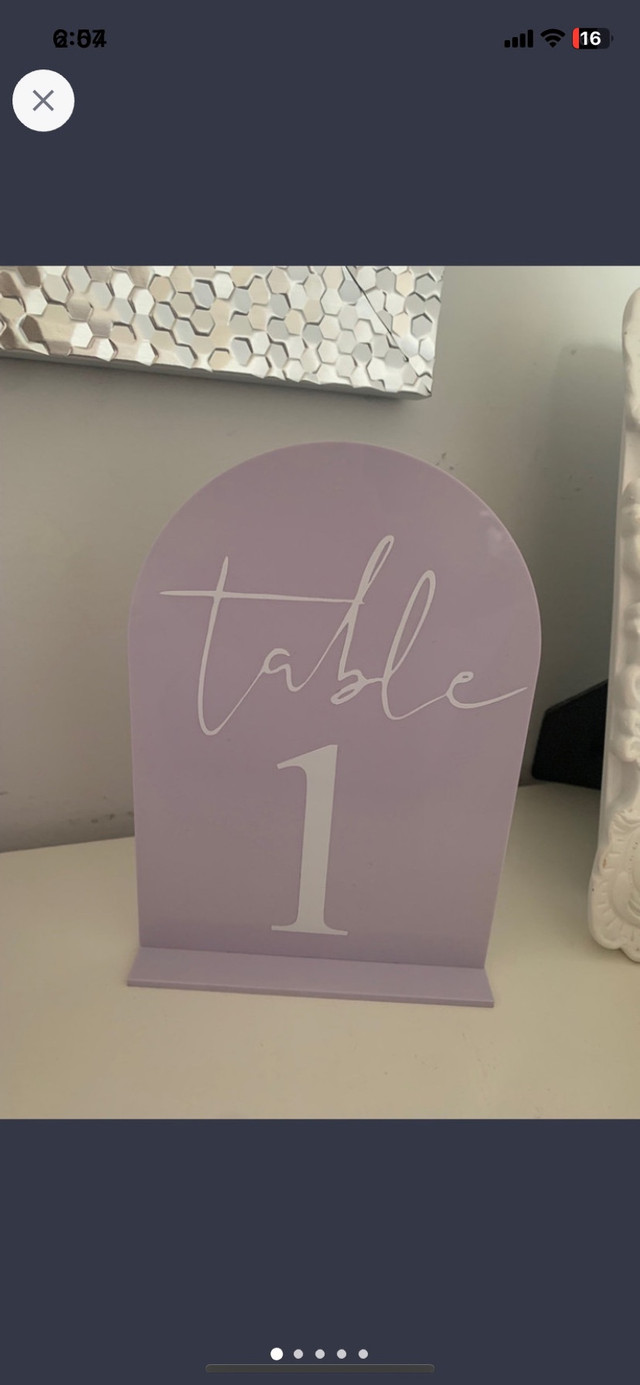 Table numbers with stand   lilac acyrlic party item in Other in City of Toronto