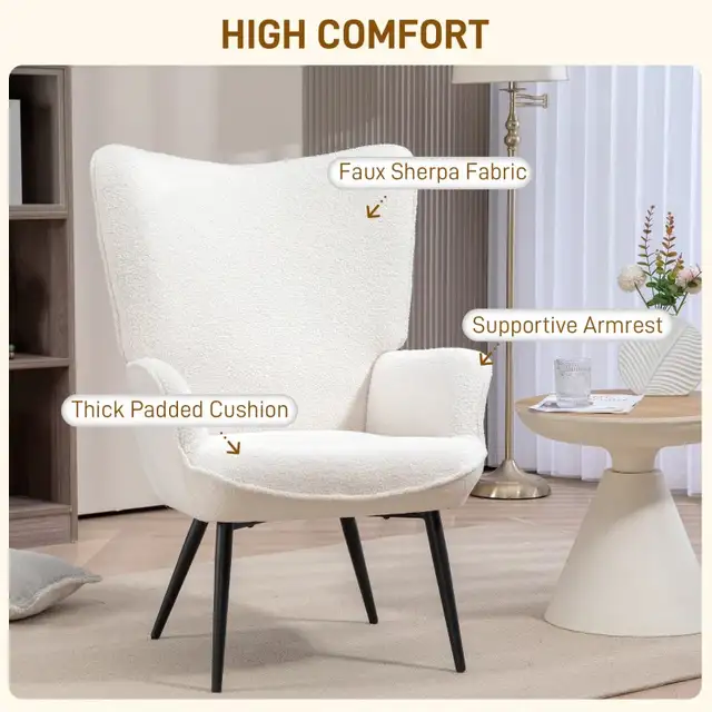 Accent Sherpa Chair, Upholstered Armchair, Fluffy Wingback Chair in Chairs & Recliners in Markham / York Region - Image 5