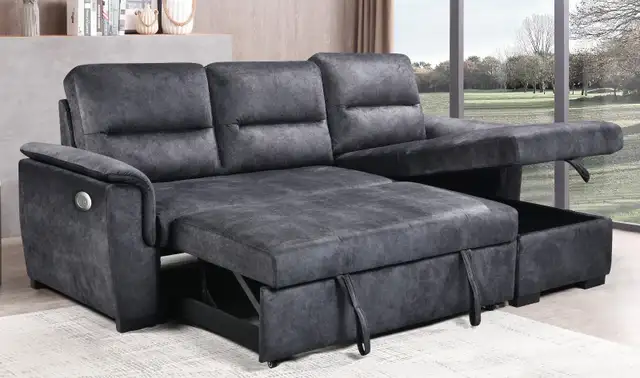 Grey Sectional Sofa Bed with Storage dans Sofas et futons dans Région de Mississauga/Peel - Image 2