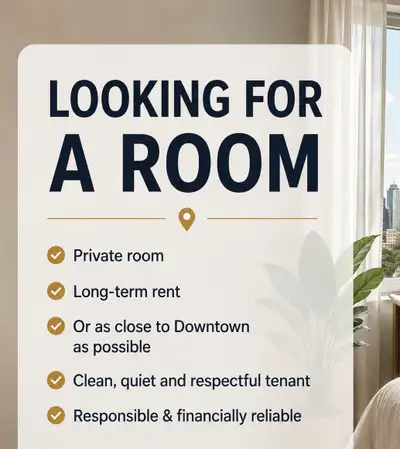 Hi! I’m looking for a private room for long-term rent in Downtown Toronto or as close to Downtown as...