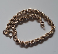10k Rose Gold Twisted 4mm - 7.5" Rope Chain Bracelet