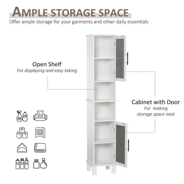13.25"W x 11.75"D x 69.5"H Tall Bathroom Cabinet, White in Home Décor & Accents in Markham / York Region - Image 6