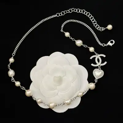 New Channel pearl heart necklace, View more
