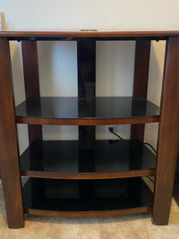 Tv stand made of wood and glass 