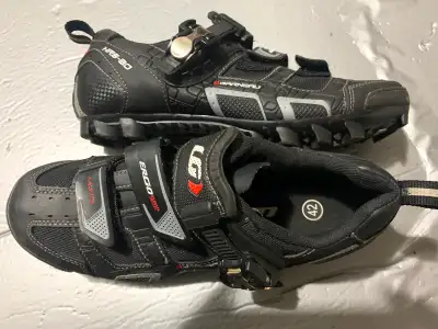 MTB and road shoes, pedals, like new waterproof back bag, View more