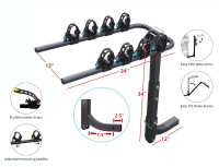 Deal!Hitch Mount Bike Rack-Fits 2" Receivers ONLY (4-Bike Capaci