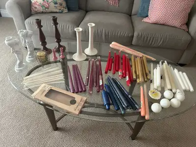 TAPER CANDLE HOLDERS & 50 CANDLES (READ LISTING), View more