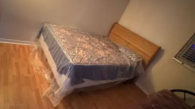 Wooden Bed Frame + Metal Mattress stand and Mattress with Box , View more
