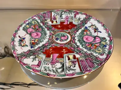 1850-90’ Chinese Rose Medallion porcelain plate pristine, View more