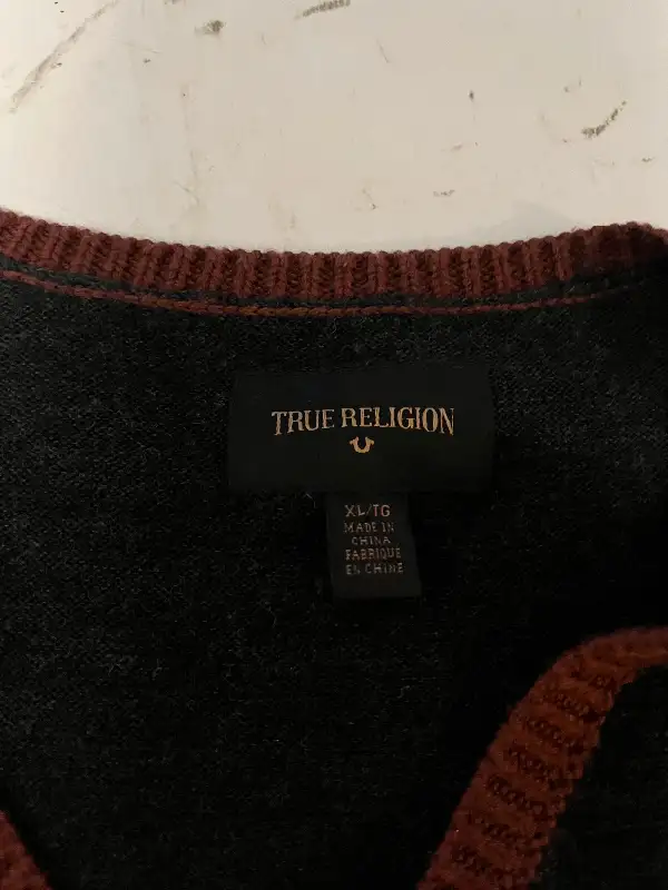 True Religion 100% Wool Gray Sweater XL63235014775683121