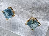 Blue topaz gold earrings