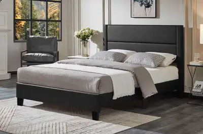 Queen bed frame and mattress, View more