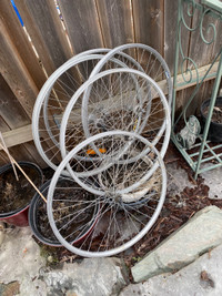 Front Mountain bike wheels.  $10 takes them all. 