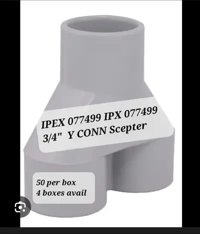 New - 50 per box IPEX 3/4" PVC Y CONNECTOR, View more