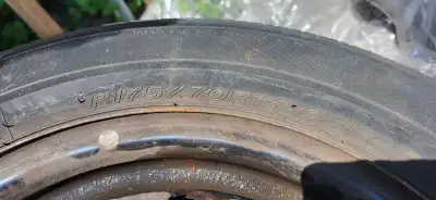 P 175/ 70 R14 84T used 04 Tires with steel Rims for sale. its original rims comes from Hyundai Accen...