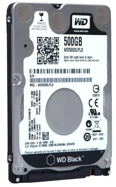 WD WD5000LPLX Noir 500 Go - 7200 tr/min SATA 6 Go/s 32 Mo Cache, View more