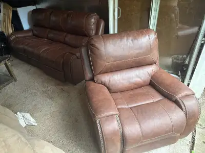 Leather Reclining Sofa and Armchair, View more