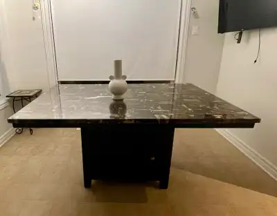 Faux marble dining table with storage, View more