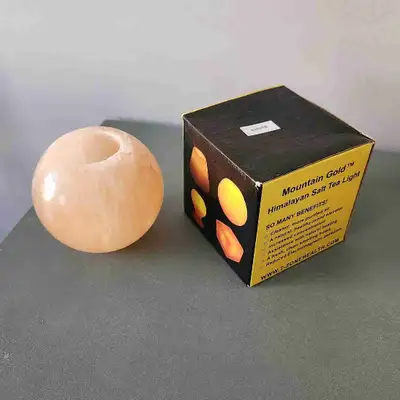 Mountain Gold Himalayan Salt Crystal Sphere Tea Light Holder NEW, View more