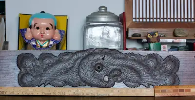 Antique Japanese tansu drawer front panel for katana swords, View more