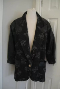 eorgiou Women's Leather Shell/ Wool Jacket Size 5-6