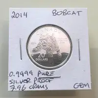 2014 Canada 'Bobcat' Pure .9999 Silver Proof $20 Coin!