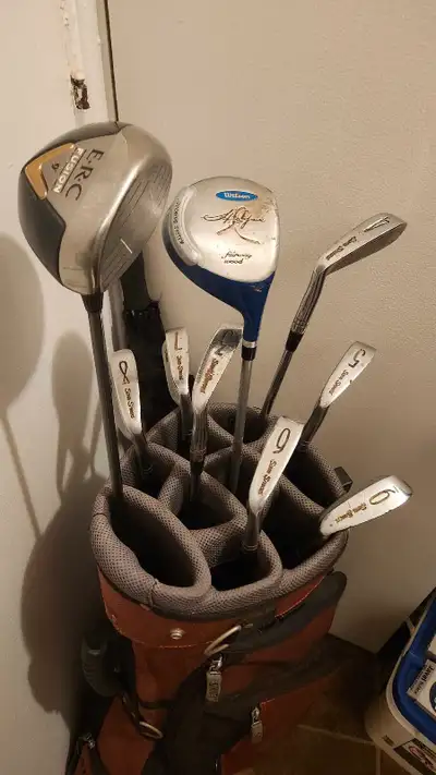 Golf clubs with bag.